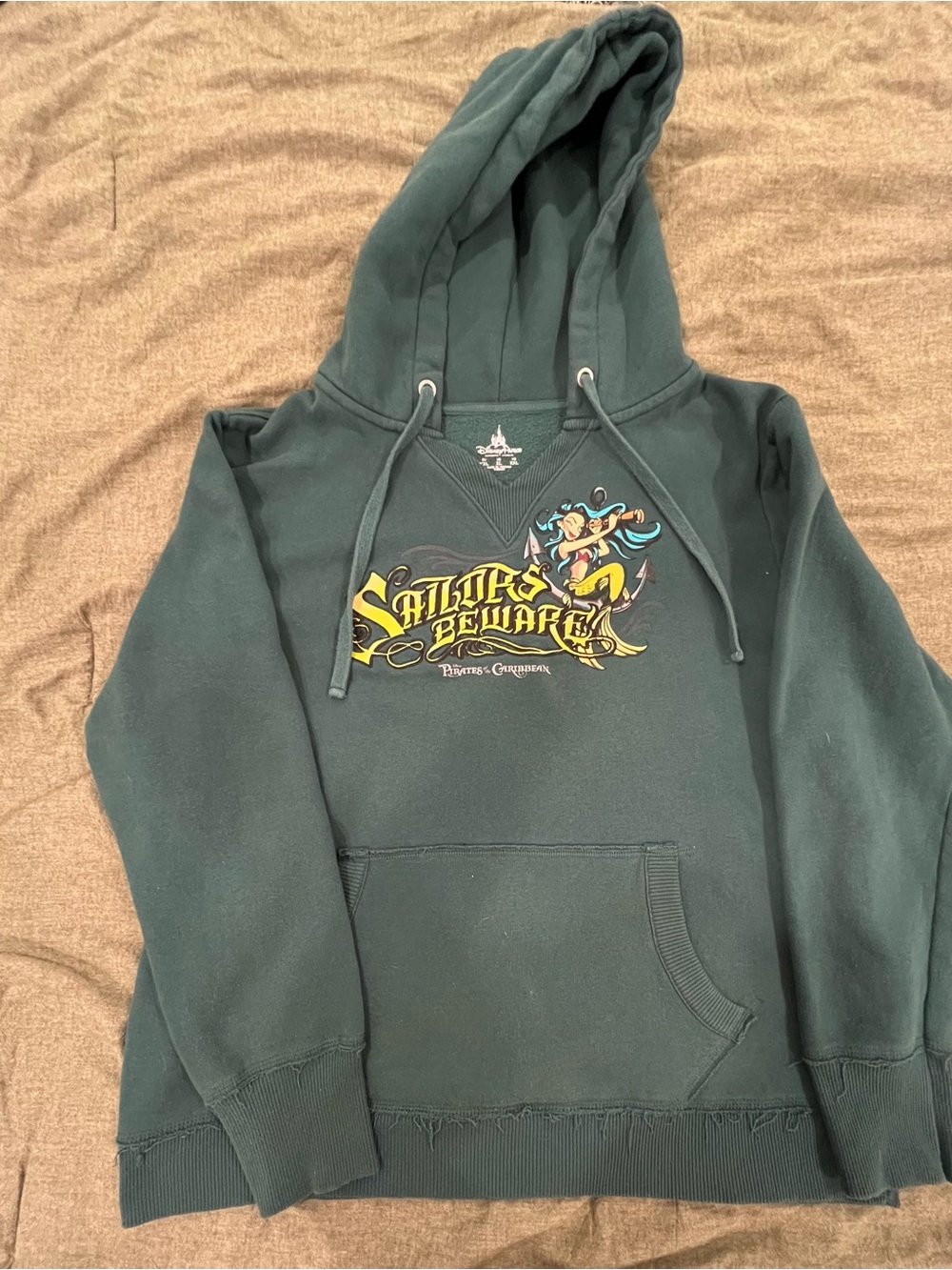 Disney Dark Teal V‑Neck Hoodie Sweater with Sailor Graphic